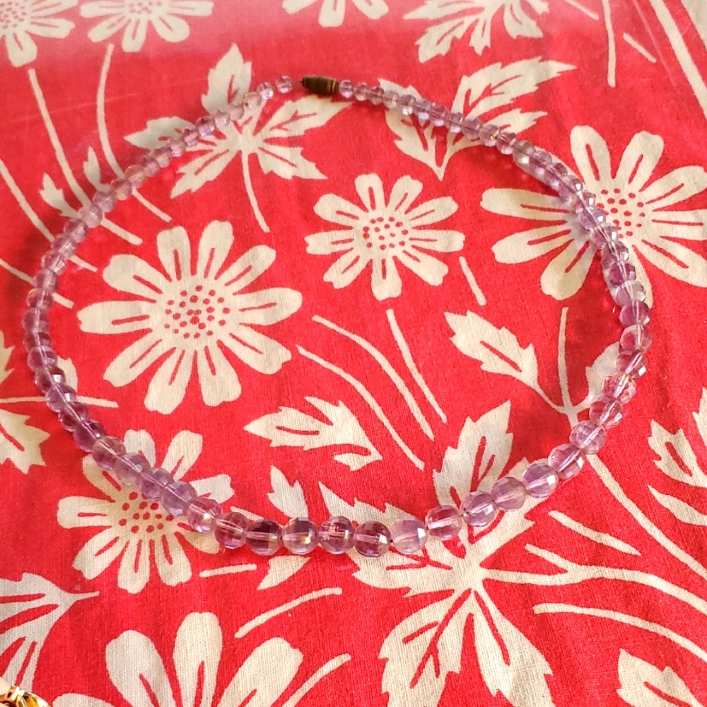 Antique Natural Amethist Beaded Necklace